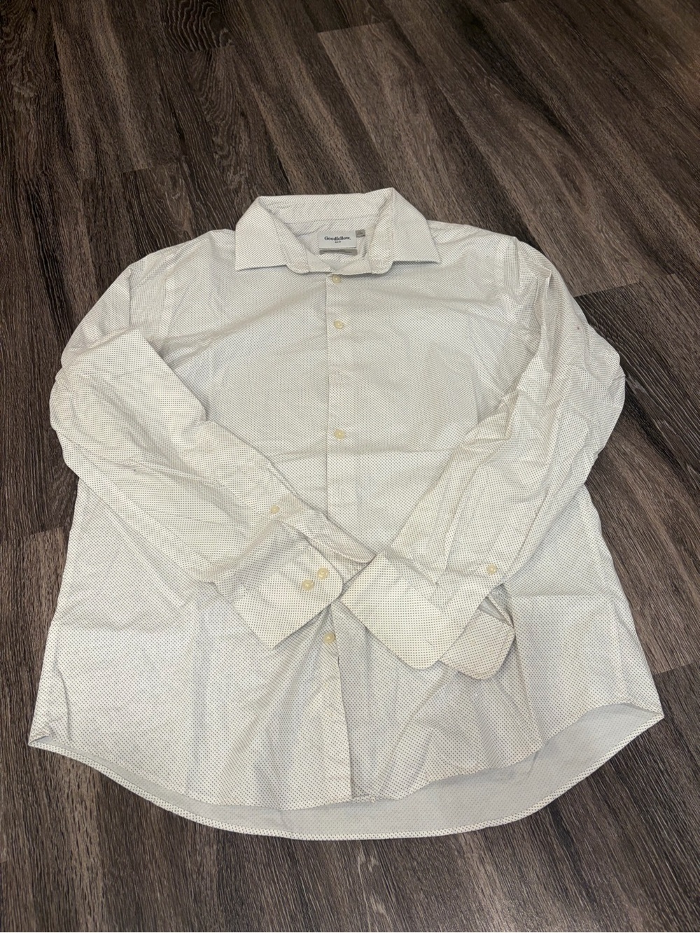 Goodfellow & Co White Micro-Print Long-Sleeve Dress Shirt
